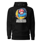Black hoodie with a colorful graphic and 'Lift Off Into Possibility' text on a white background